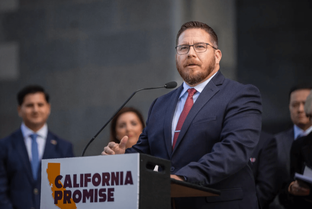 Assemblymember Juan Alanis speaks at a press conference before a swearing-in ceremony for newly elected Republican representatives at the state Capitol in Sacramento on Dec. 5, 2022. Photo by Rahul Lal, CalMatters